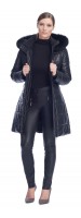 Milly Black Leather Puffy Coat